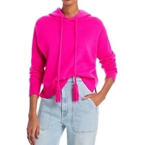 Aqua Cashmere Cropped Tassel Hoodie Large